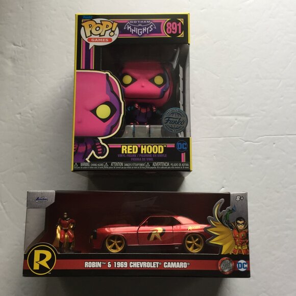 NEW Gotham Knights Red Hood Funko Pop Figure #891 & Robin with 1969 Chevy Camaro - Picture 2 of 14